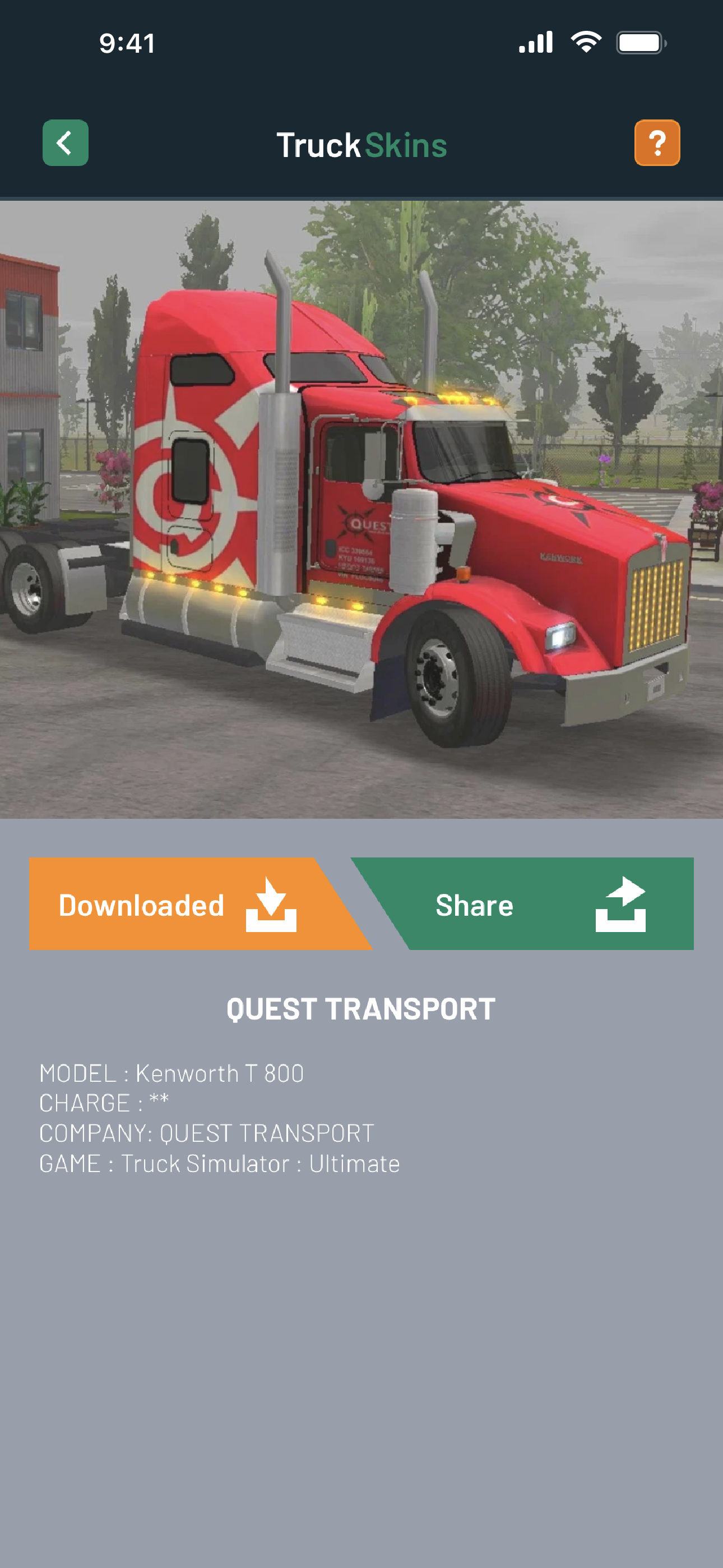 Previewing a truck livery full-screen